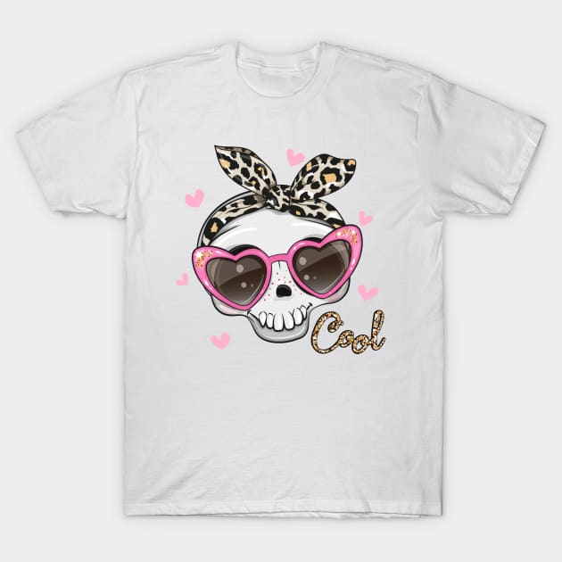 Cute skull with pink glasses T-Shirt by Reginast777